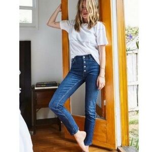 ANINE BING High Rise Button Fly Straight Dark Medium Wash Jeans Size 25